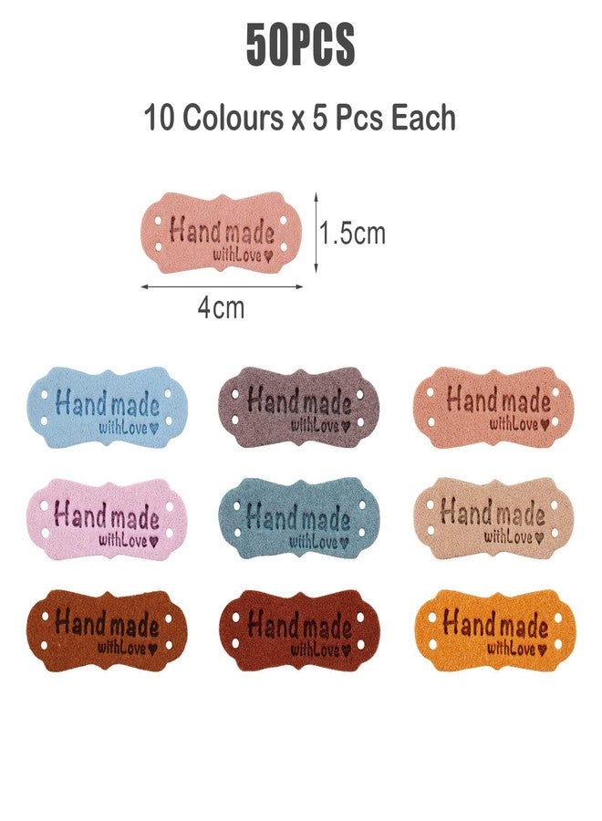 STORE 2508 Store2508 50 Pcs Handmade with Love Tags - Assorted Colours, Faux Leather Labels with Holes for Sewing, Knitting, Crochet, DIY Crafts, Clothes, Bags, Hats, Handmade Accessories - Image 2